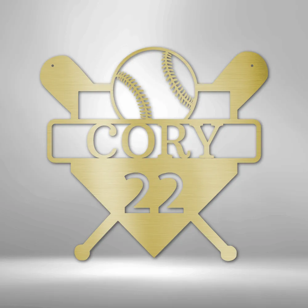 Custom Baseball Monogram - Metal Sign