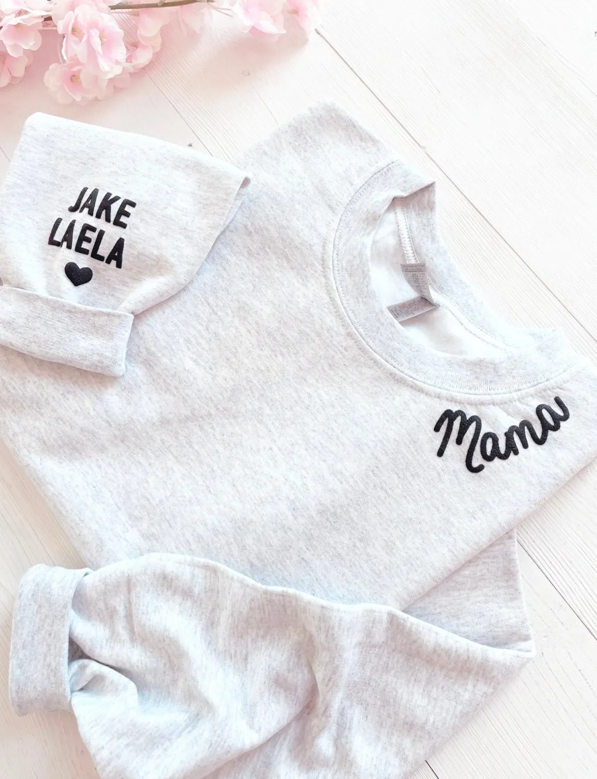 Custom Embossed Mama Sweatshirt With Names