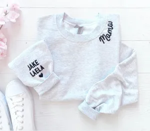 Custom Embossed Mama Sweatshirt With Names