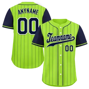Custom Green Blue Stripe Fashion Personalized Authentic Baseball Jersey BSBJ01-D017232