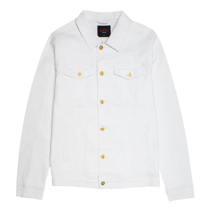 Cutty Men Brisk Coated Denim Jacket - White
