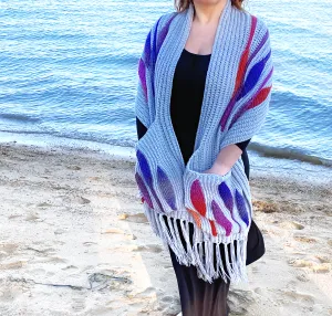 Embossed Fall Pocket Shawl