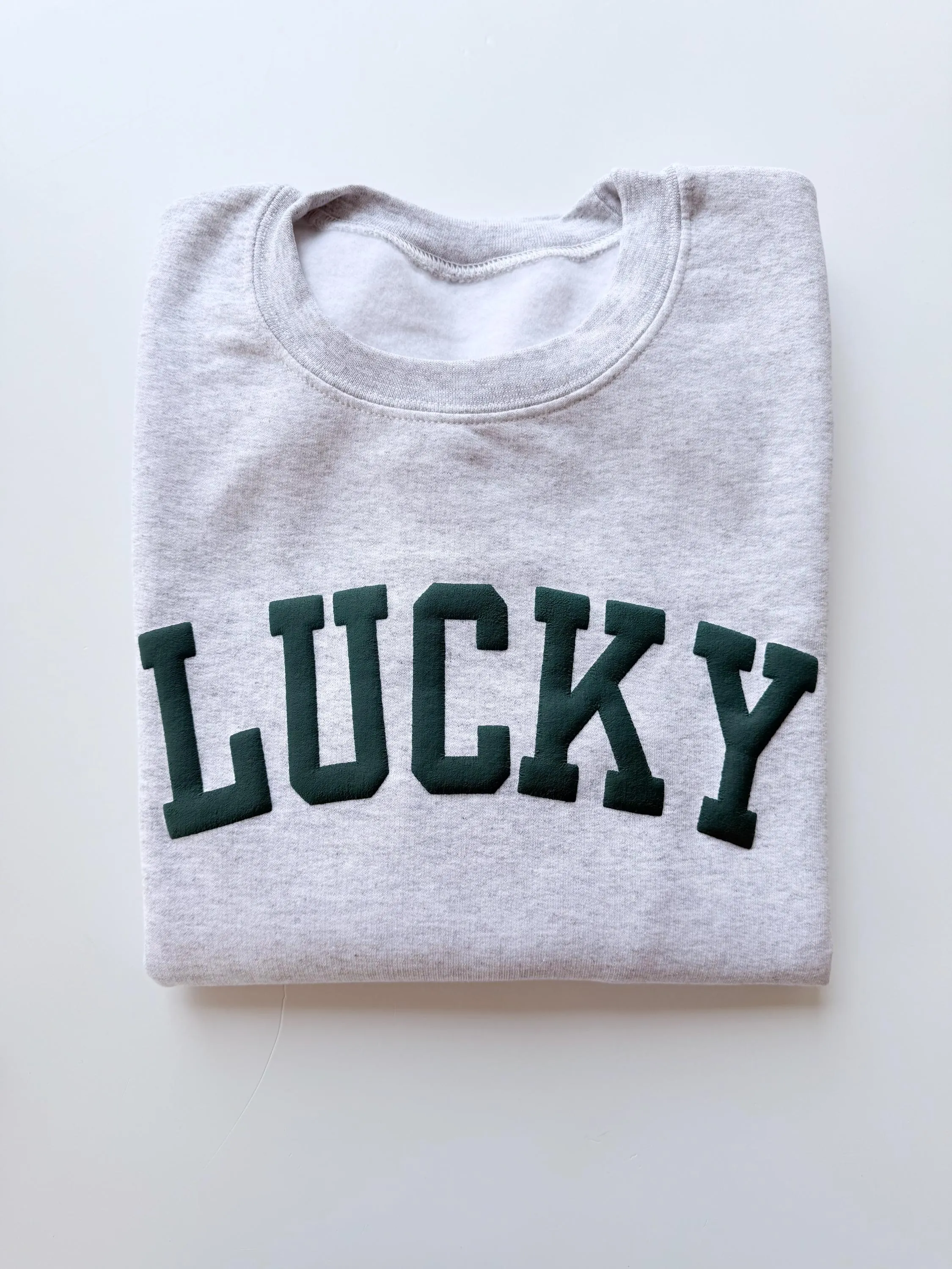 Embossed Lucky Varsity Sweatshirt