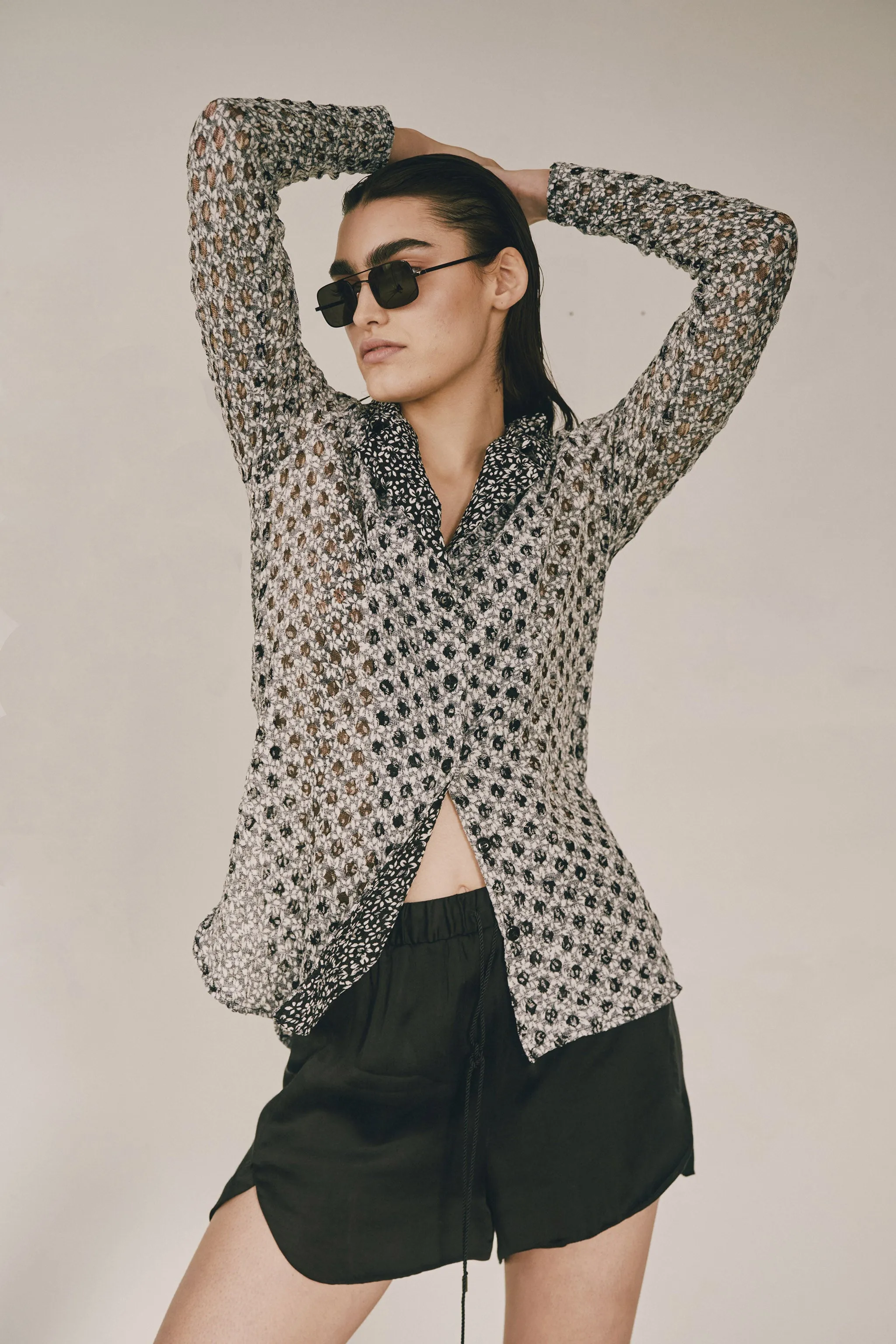 Embossed Mesh Shirt