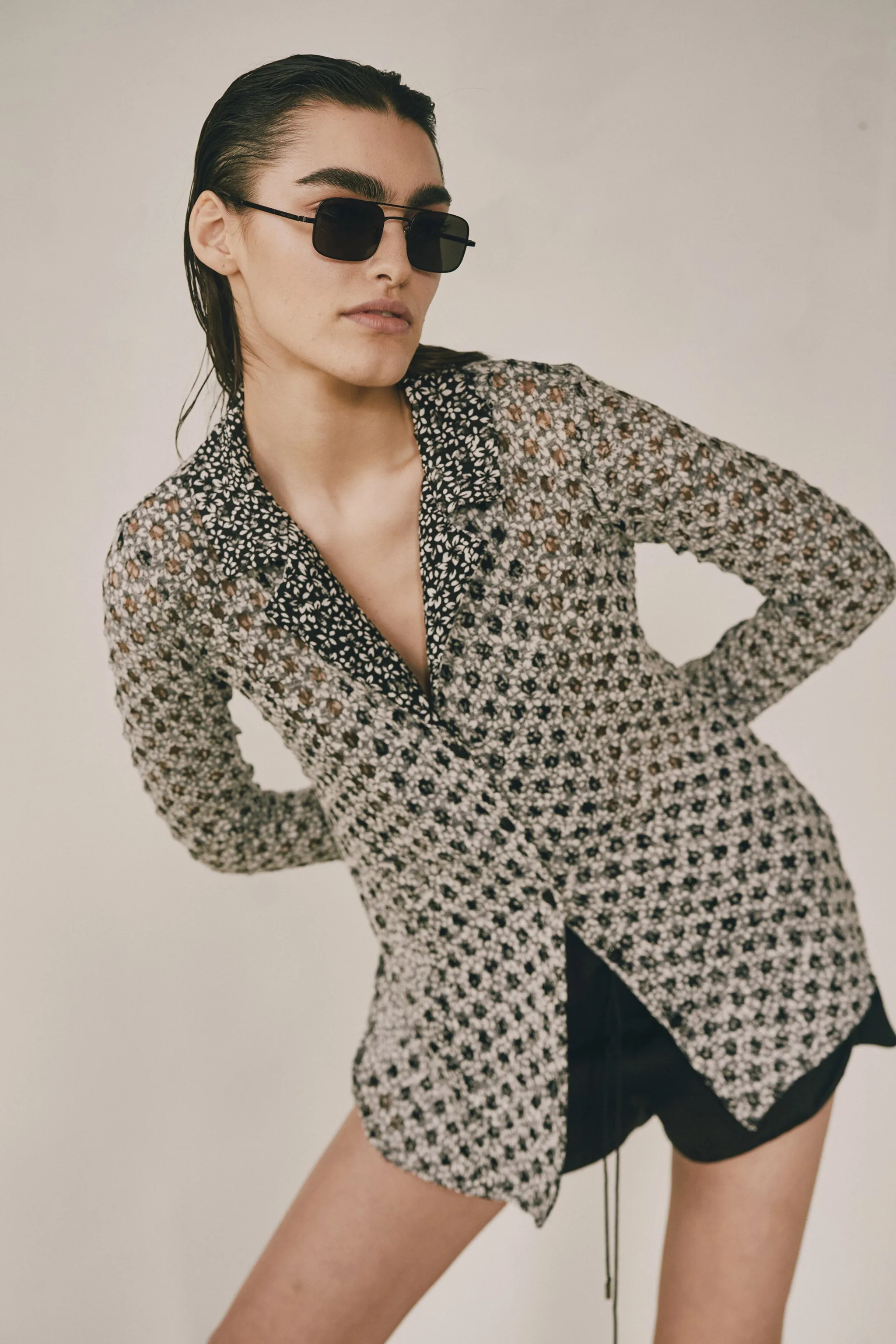 Embossed Mesh Shirt