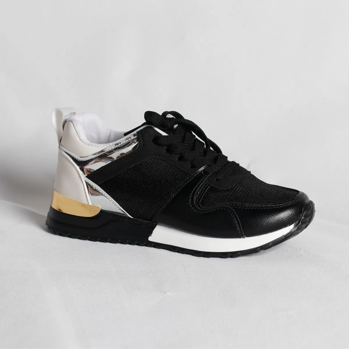 Fall/winter new style large size round head low-top flat-heel women's front lace-up sports solid color women's shoes