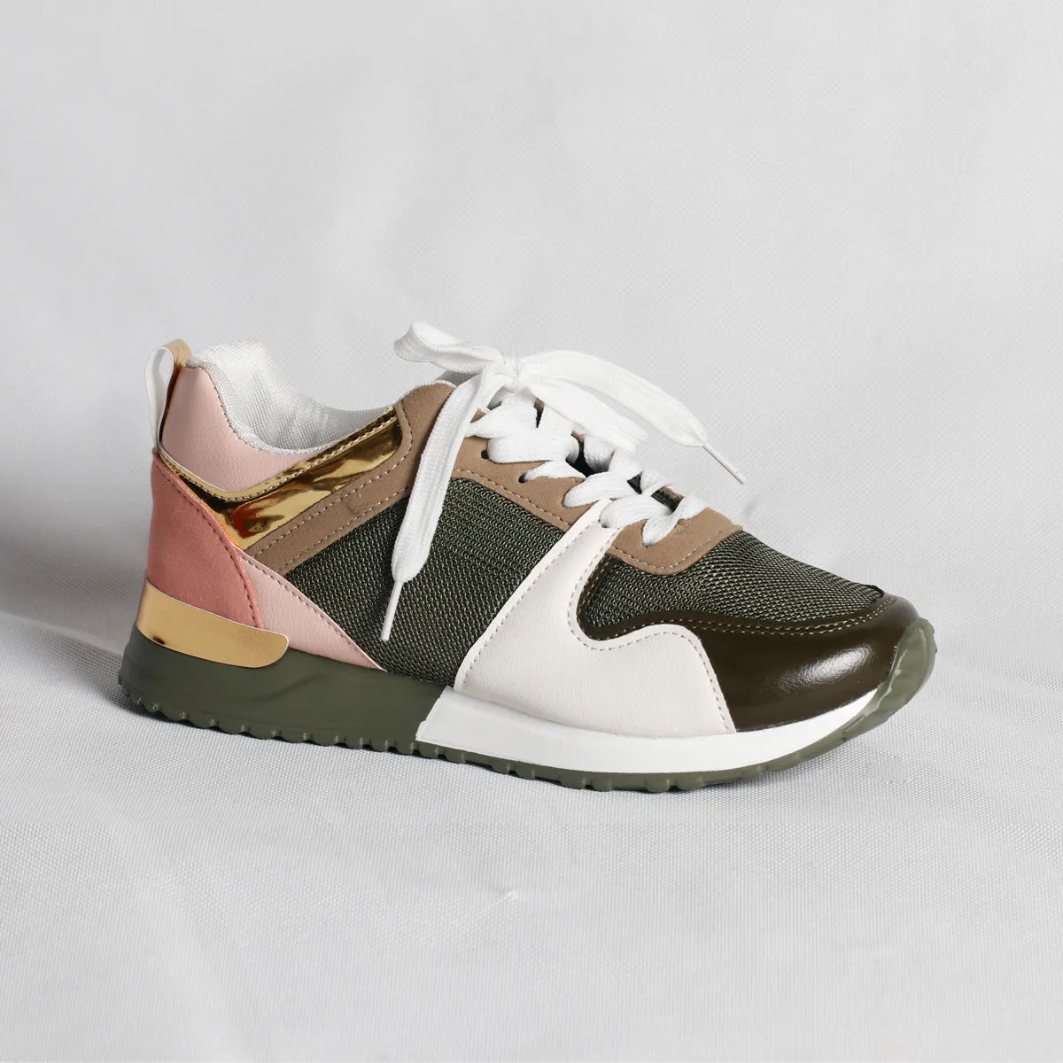 Fall/winter new style large size round head low-top flat-heel women's front lace-up sports solid color women's shoes