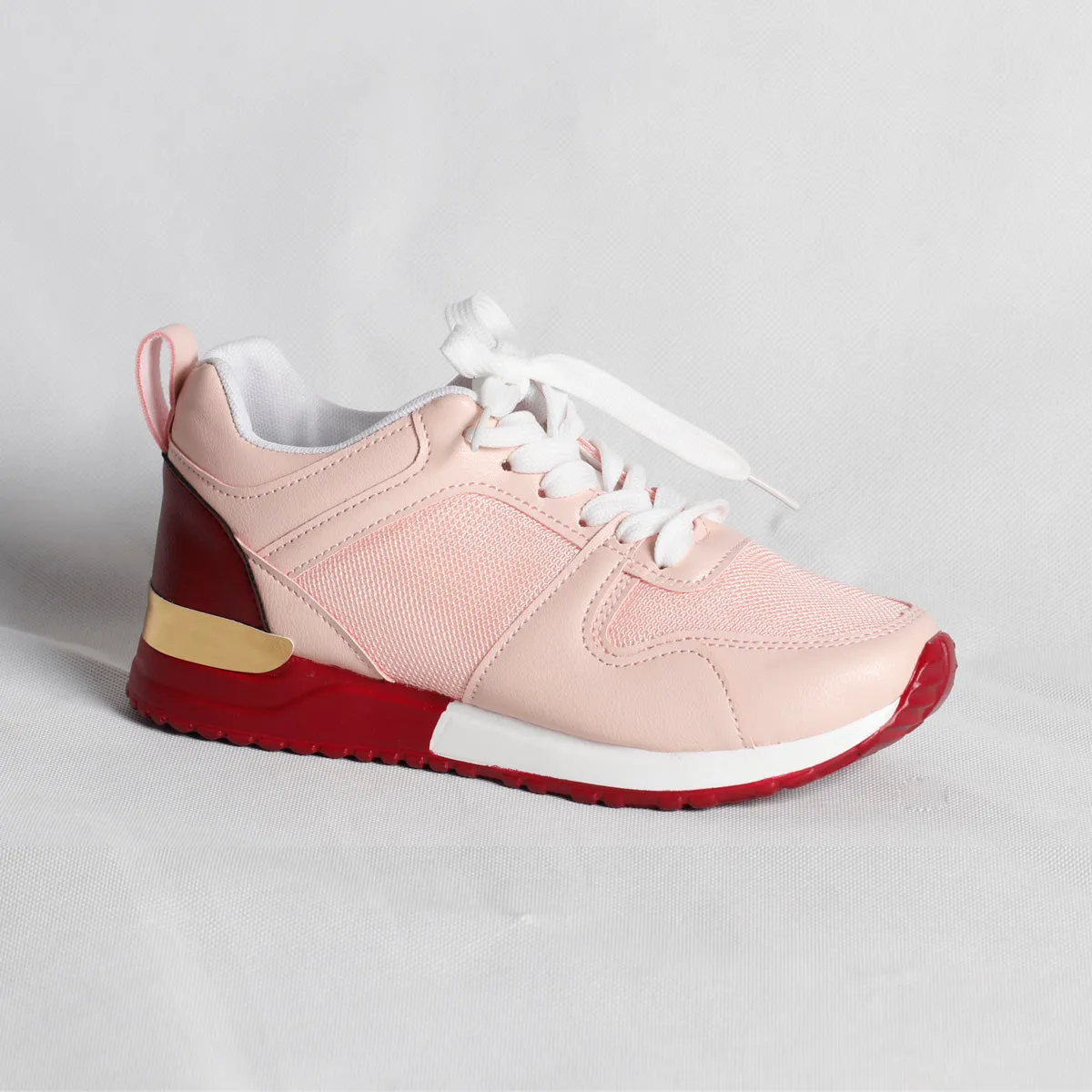 Fall/winter new style large size round head low-top flat-heel women's front lace-up sports solid color women's shoes