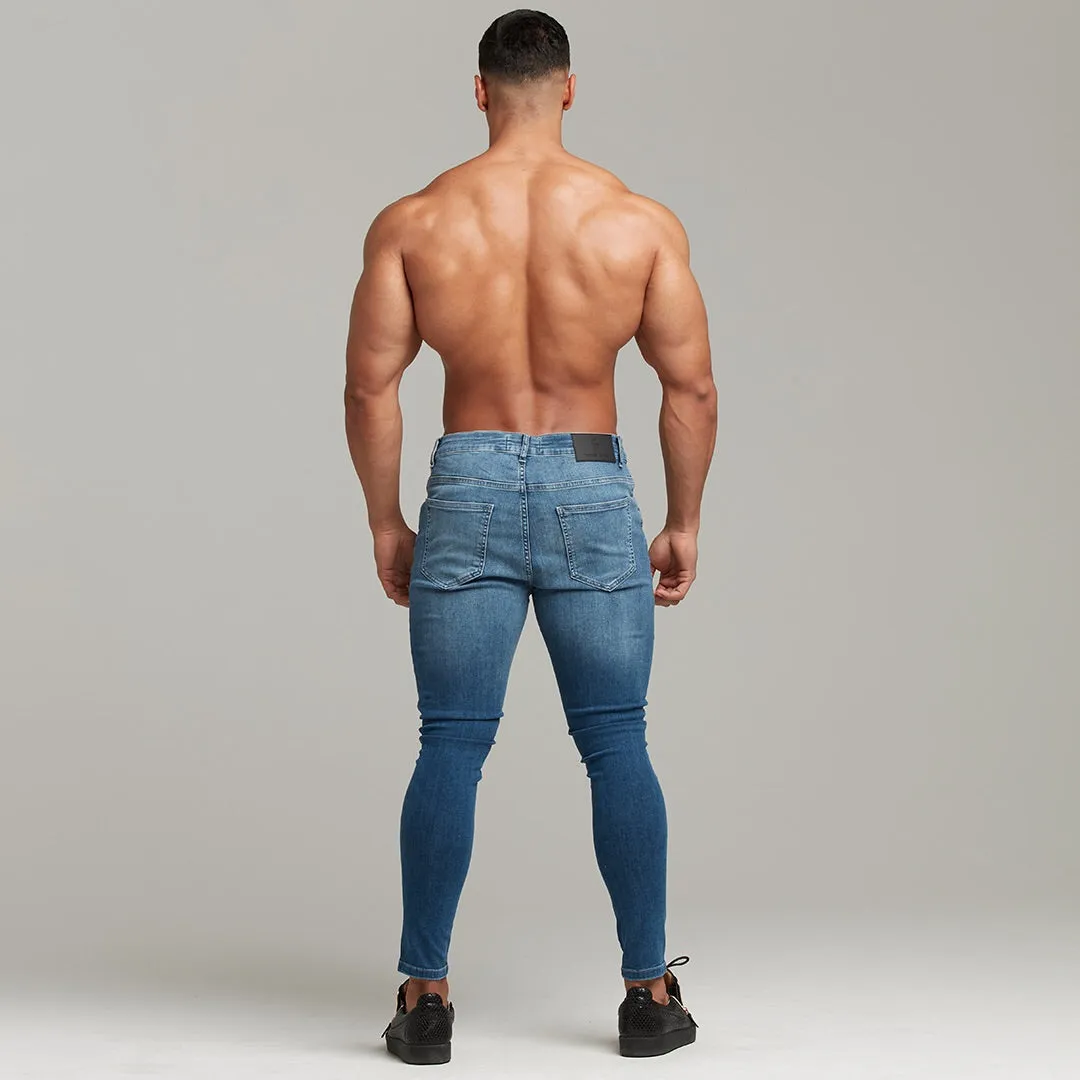 Father Sons Slim Stretch Denim Blue Distressed Ripped Jeans - FSH403