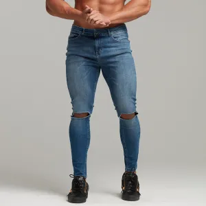Father Sons Slim Stretch Denim Blue Distressed Ripped Jeans - FSH403