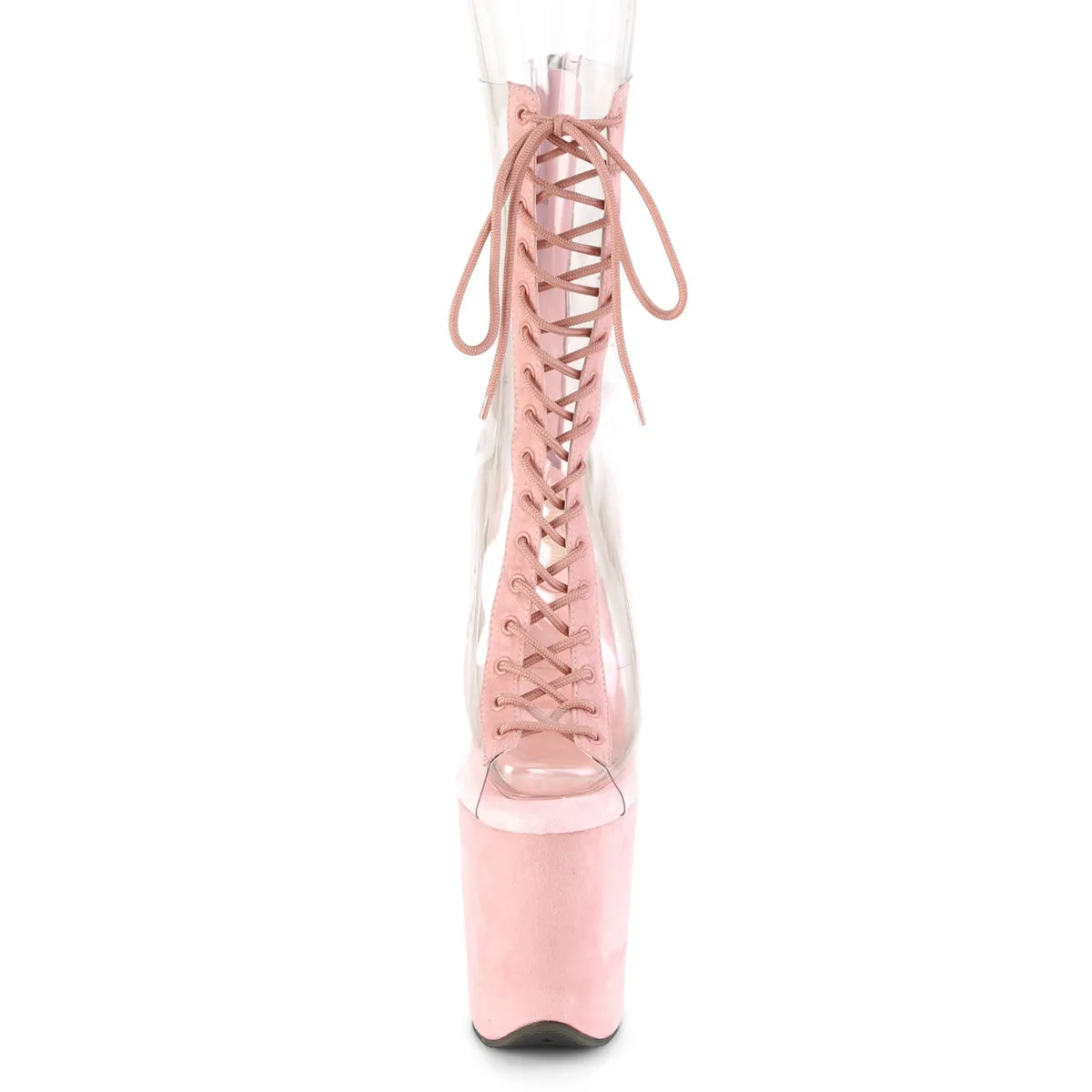 FLAMINGO-800-34FS  Clear-Baby Pink Faux Suede/Baby Pink Faux Suede