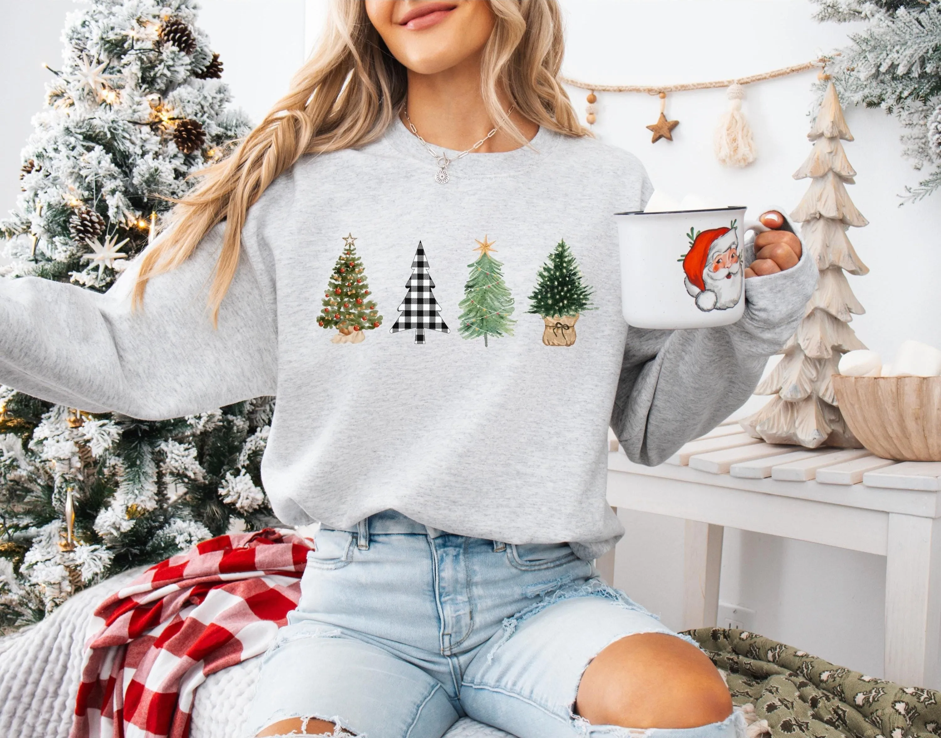 Four Christmas Tree Sweater