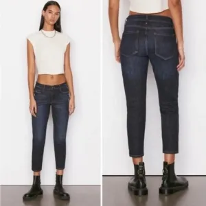 FRAME Le Garcon Crop Denim Blue Cropped Ankle Jeans, Size 28