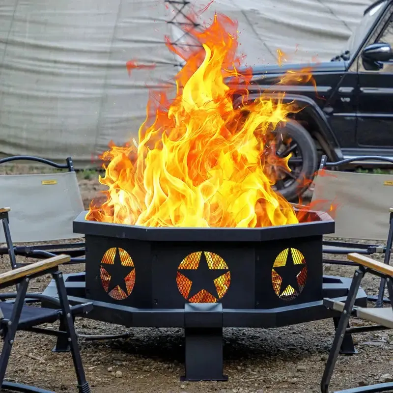 Geometric Wood Burning Fire Pit for Outdoor Spaces