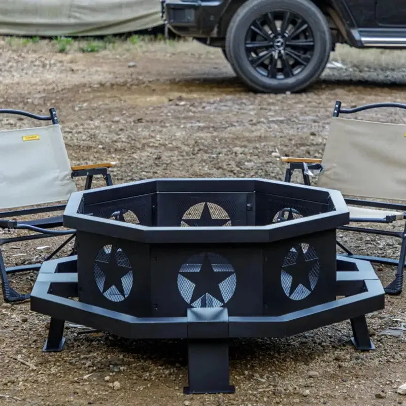 Geometric Wood Burning Fire Pit for Outdoor Spaces