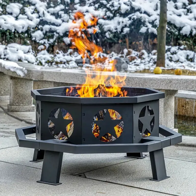 Geometric Wood Burning Fire Pit for Outdoor Spaces