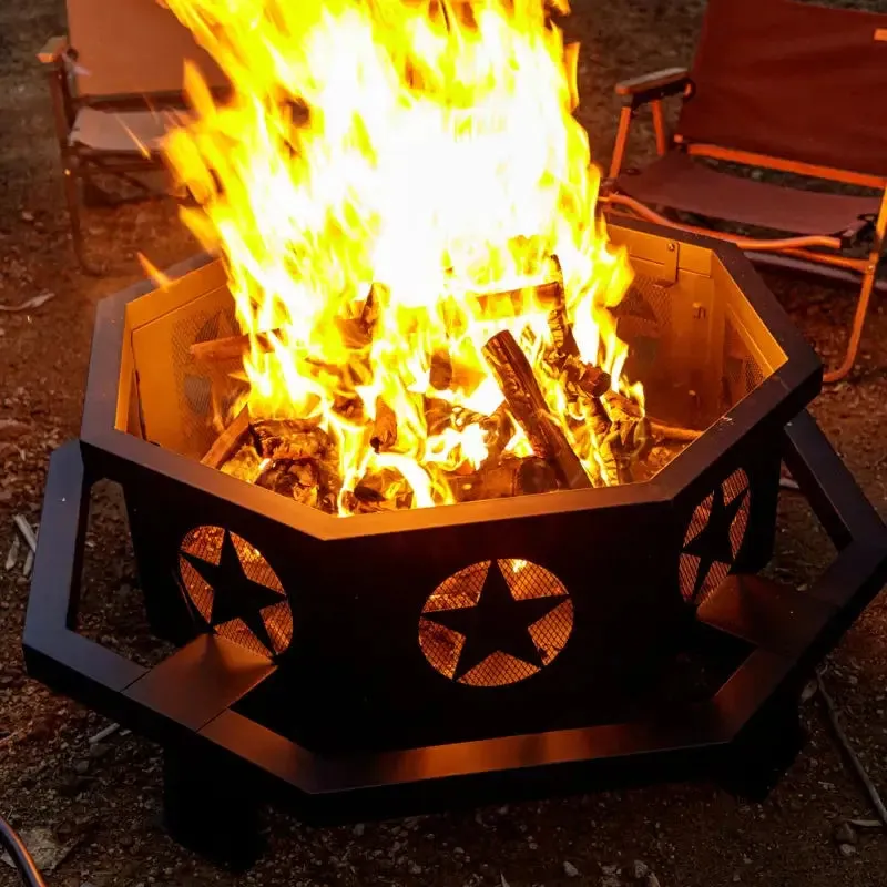 Geometric Wood Burning Fire Pit for Outdoor Spaces