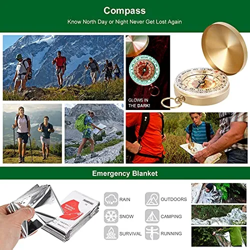 Gifts for Men Dad Husband Teenage Boy, Survival Kit 28 in 1, Survival Gear Tool Emergency Tactical Equipment Supplies Kits for Families Outdoors Camping Hiking Adventures… (Black)
