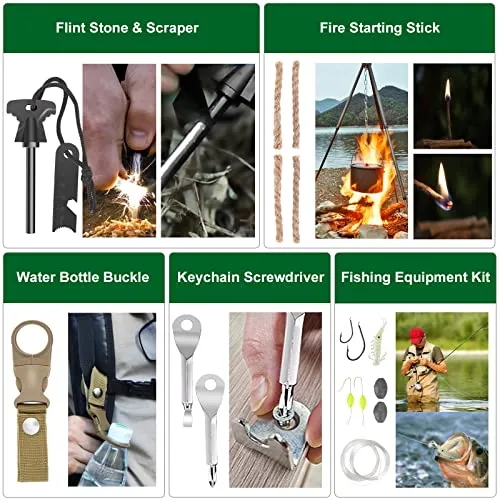 Gifts for Men Dad Husband Teenage Boy, Survival Kit 28 in 1, Survival Gear Tool Emergency Tactical Equipment Supplies Kits for Families Outdoors Camping Hiking Adventures… (Black)