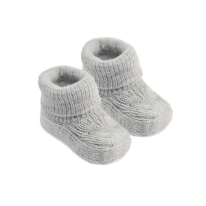 Grey cable baby booties (newborn to 3 months)
