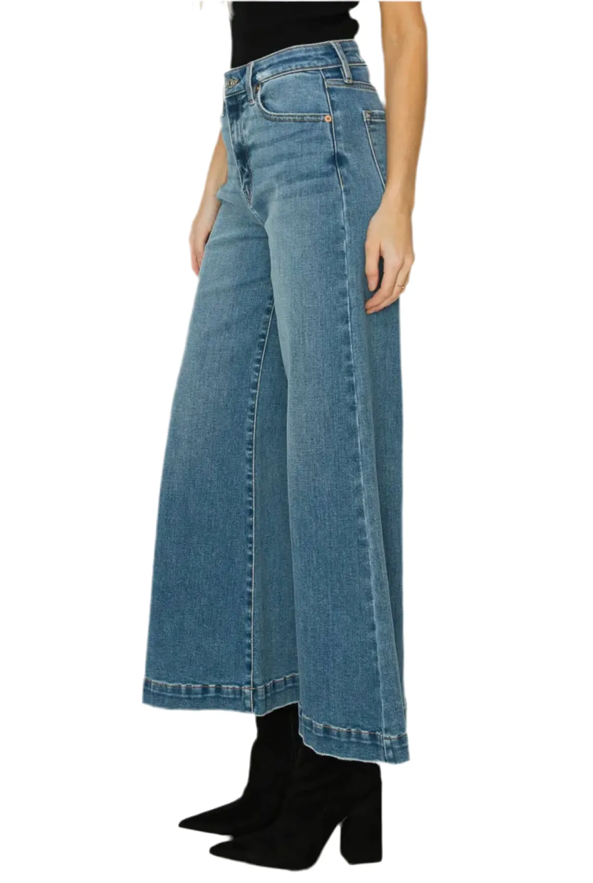 High Rise Crop Palazzo Jeans