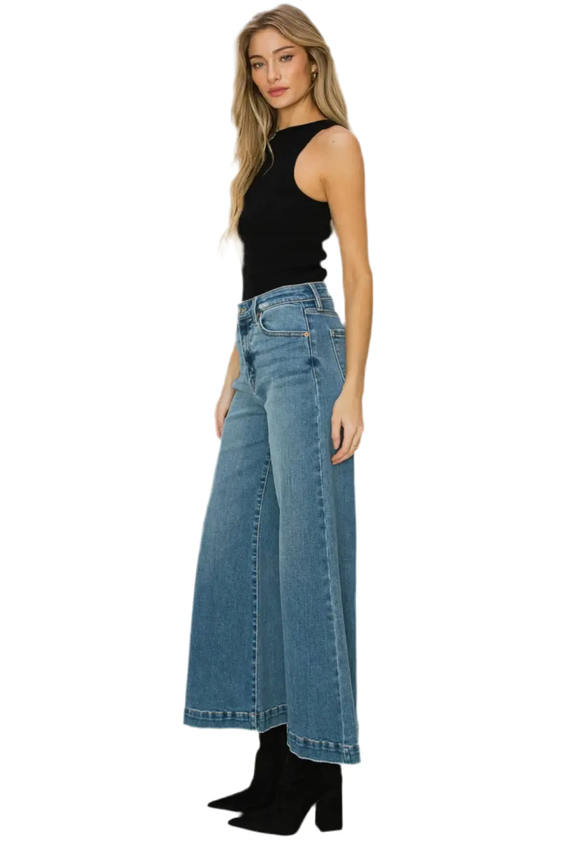 High Rise Crop Palazzo Jeans