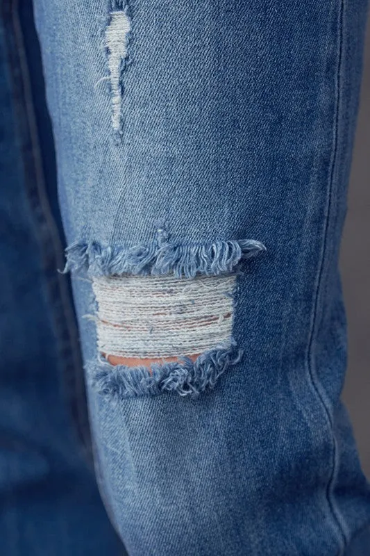 High Rise Ripped Girlfriend Jeans