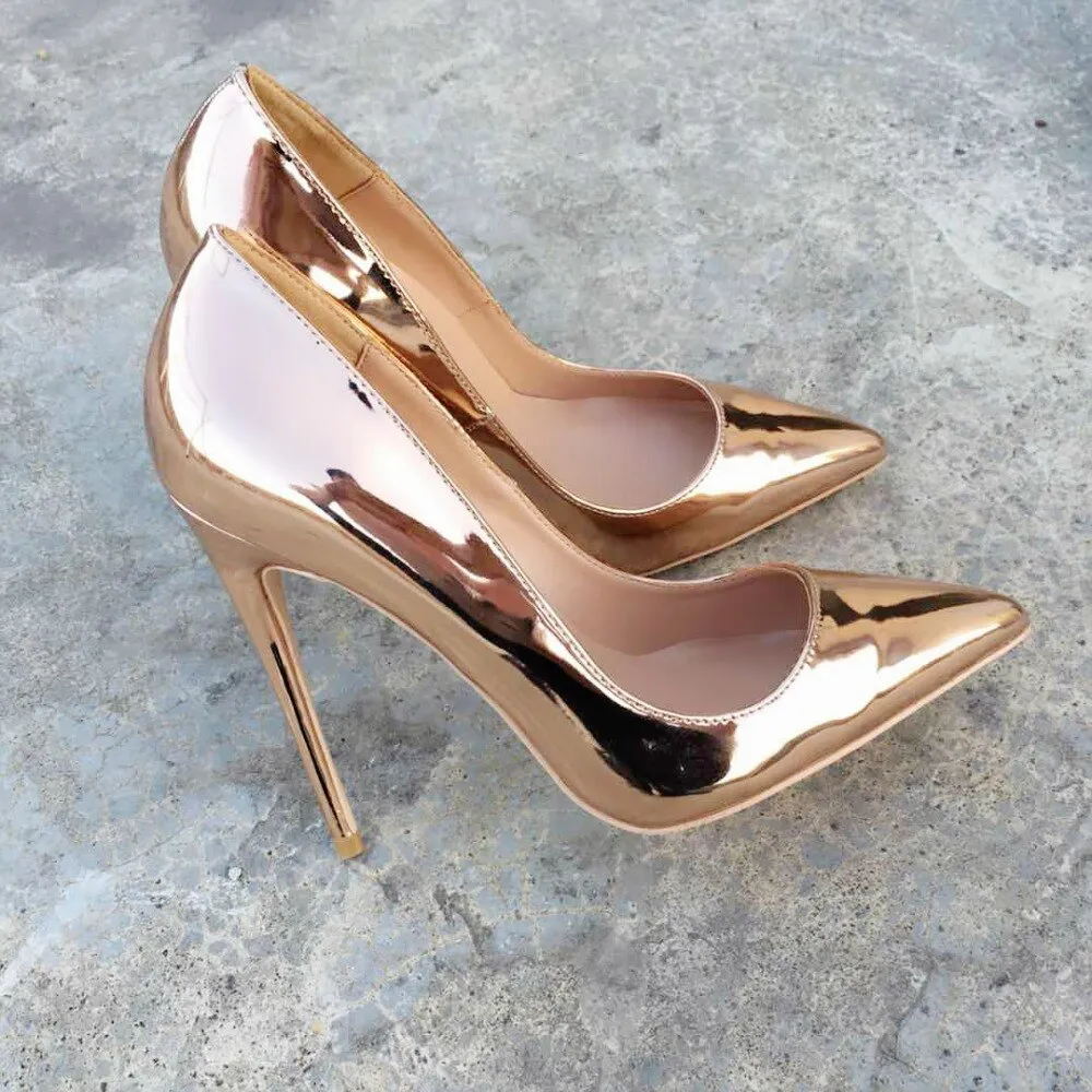 High thin heels with mouth low solemn tip mirror sexy fashion shoes