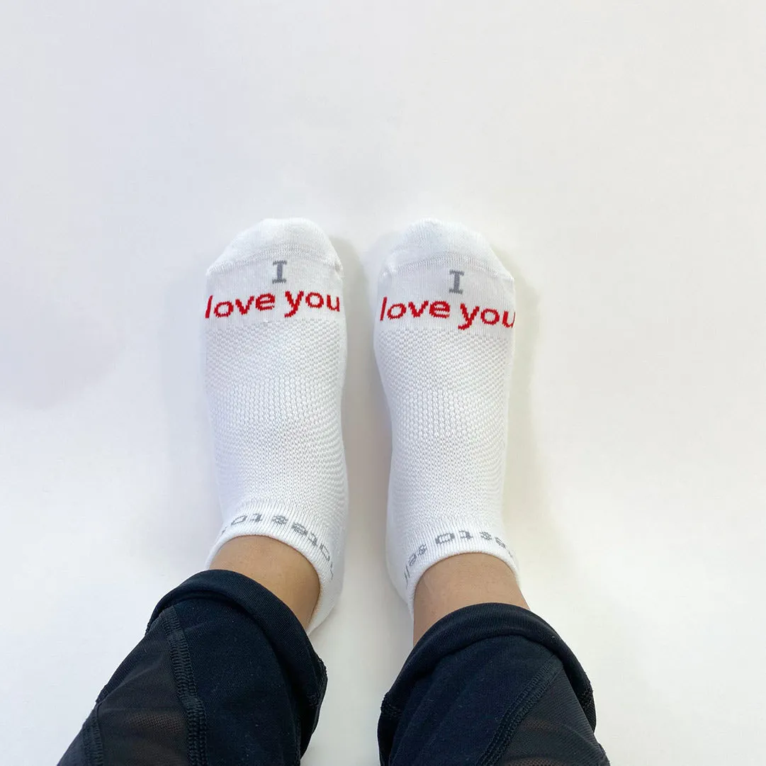 I love you - loved™ white low-cut socks with red words