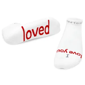 I love you - loved™ white low-cut socks with red words
