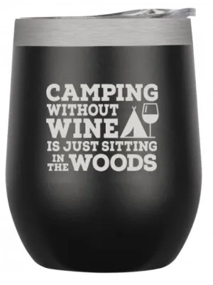 Insulated Wine Tumbler - Camping - Black Matte