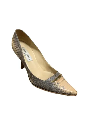 Jimmy Choo snakekin Pointed toe pumps Beige/grey 36.5