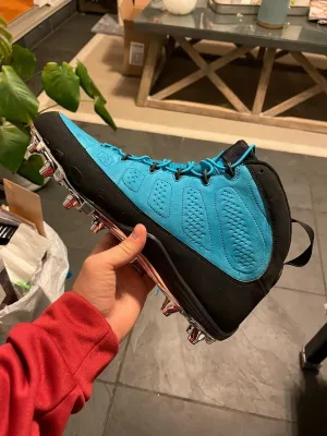 Jordan 9 Cleat Thomas Davis Black and Teal PE