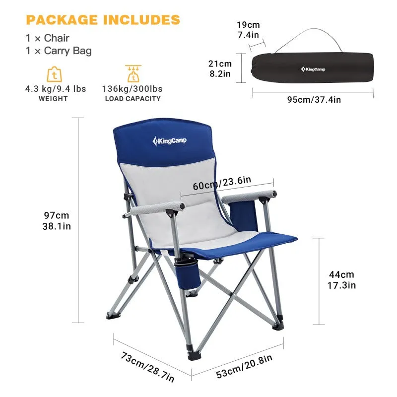 KingCamp Comfort Hard Arms Padded Chair Navy/MediumGrey