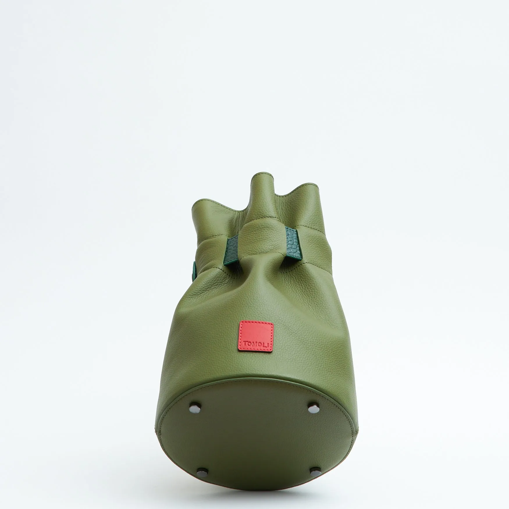 la bourse mini belted leather bucket bag - olive