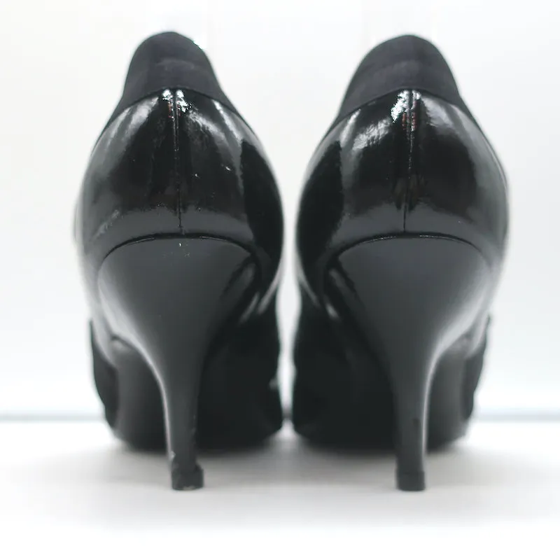 Lanvin Mary Jane Pumps Black Patent Leather Size 37.5 Pointed Toe Heels
