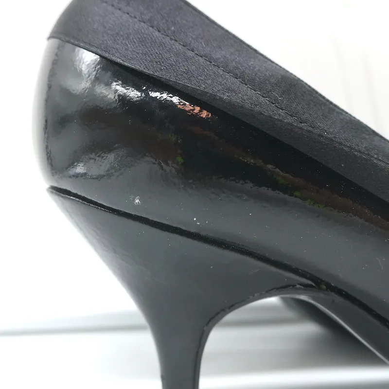 Lanvin Mary Jane Pumps Black Patent Leather Size 37.5 Pointed Toe Heels