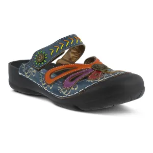 L`Artiste by Spring Step Women's Copa Hand Painted Clog - Blue Multi