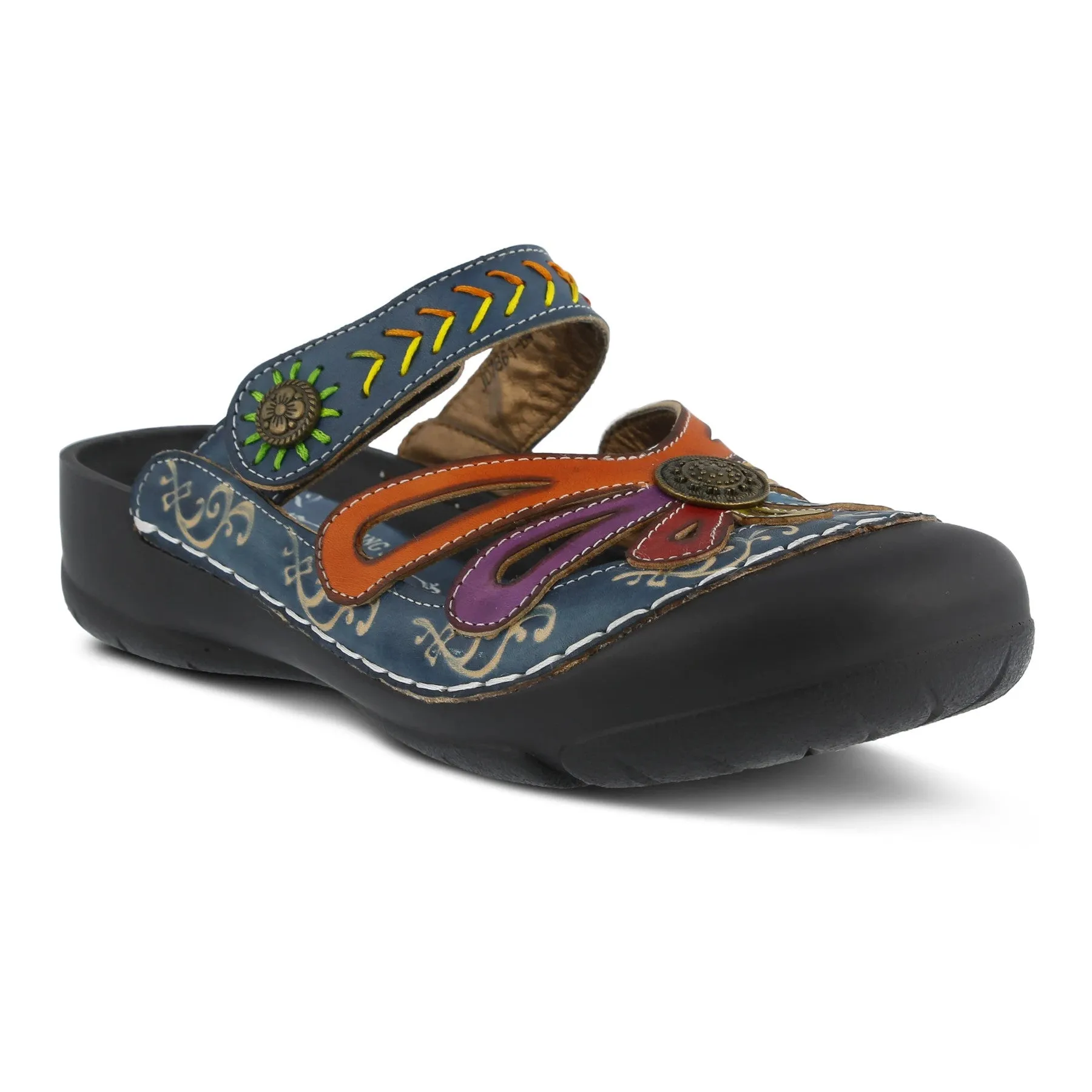 L`Artiste by Spring Step Women's Copa Hand Painted Clog - Blue Multi