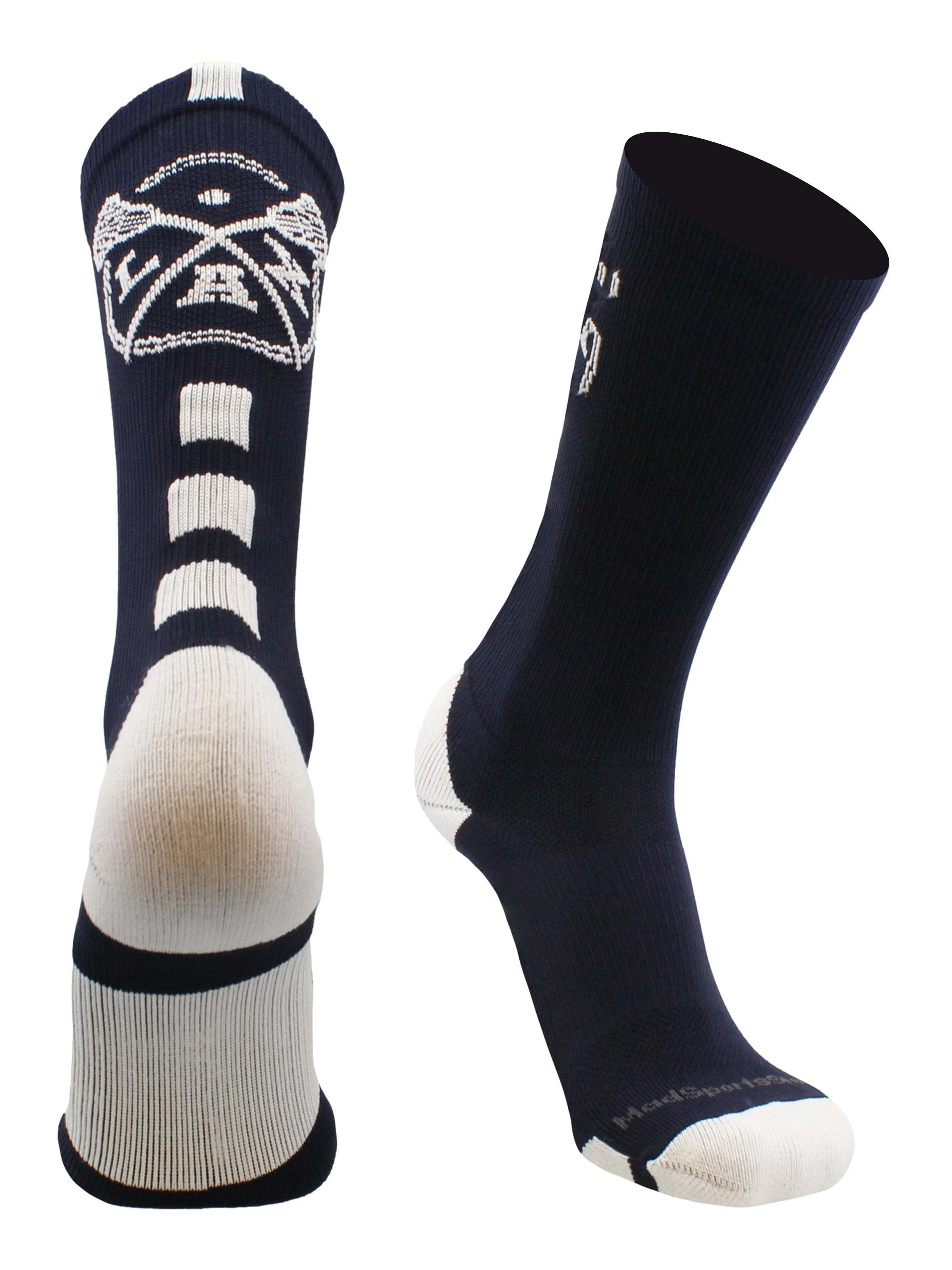 LAX Lacrosse Socks with Lacrosse Sticks Athletic Crew Socks (multiple colors)