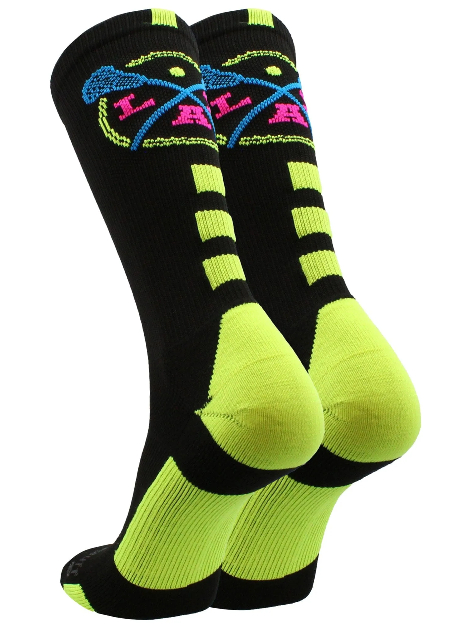 LAX Lacrosse Socks with Lacrosse Sticks Athletic Crew Socks (multiple colors)