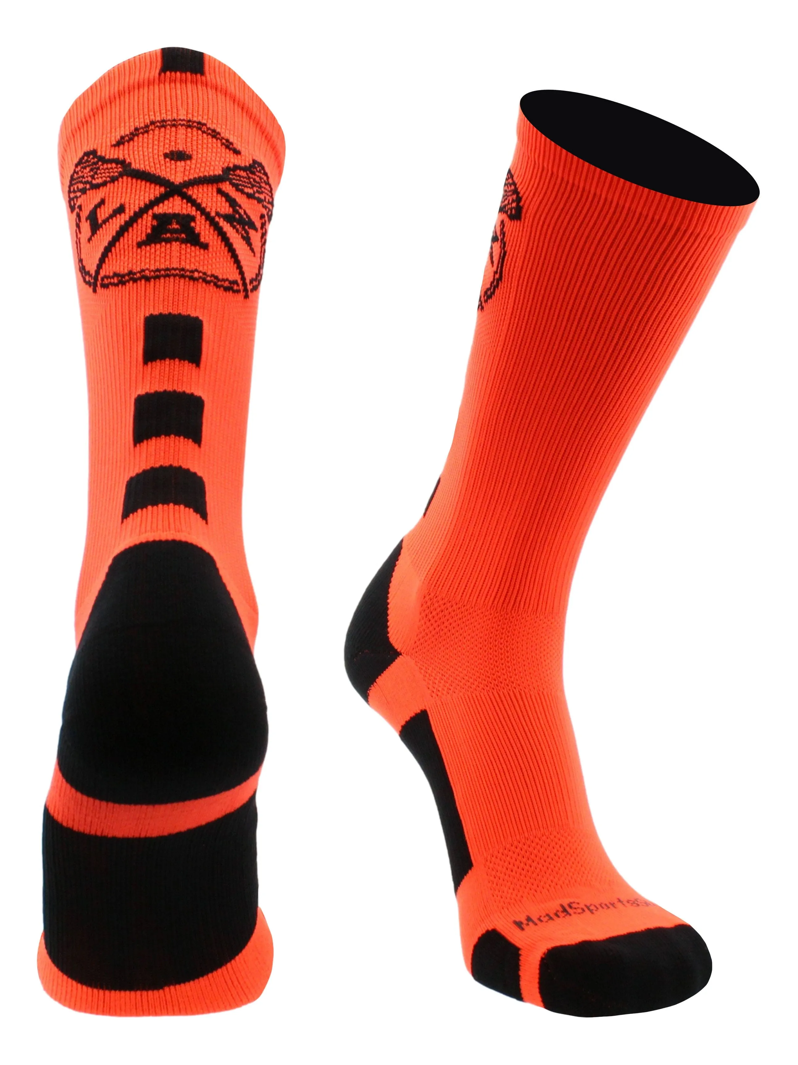 LAX Lacrosse Socks with Lacrosse Sticks Athletic Crew Socks (multiple colors)