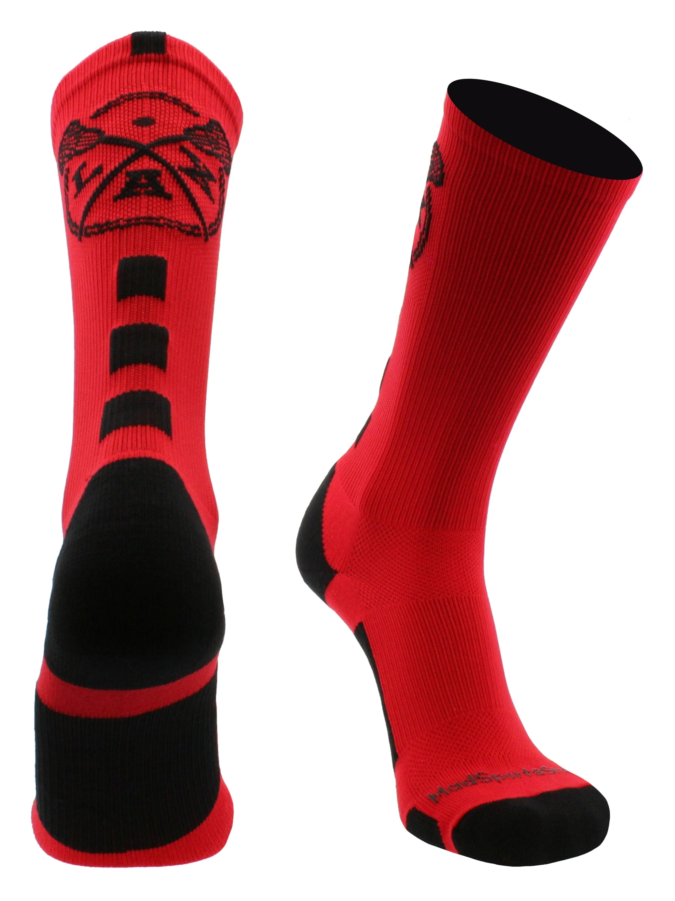 LAX Lacrosse Socks with Lacrosse Sticks Athletic Crew Socks (multiple colors)