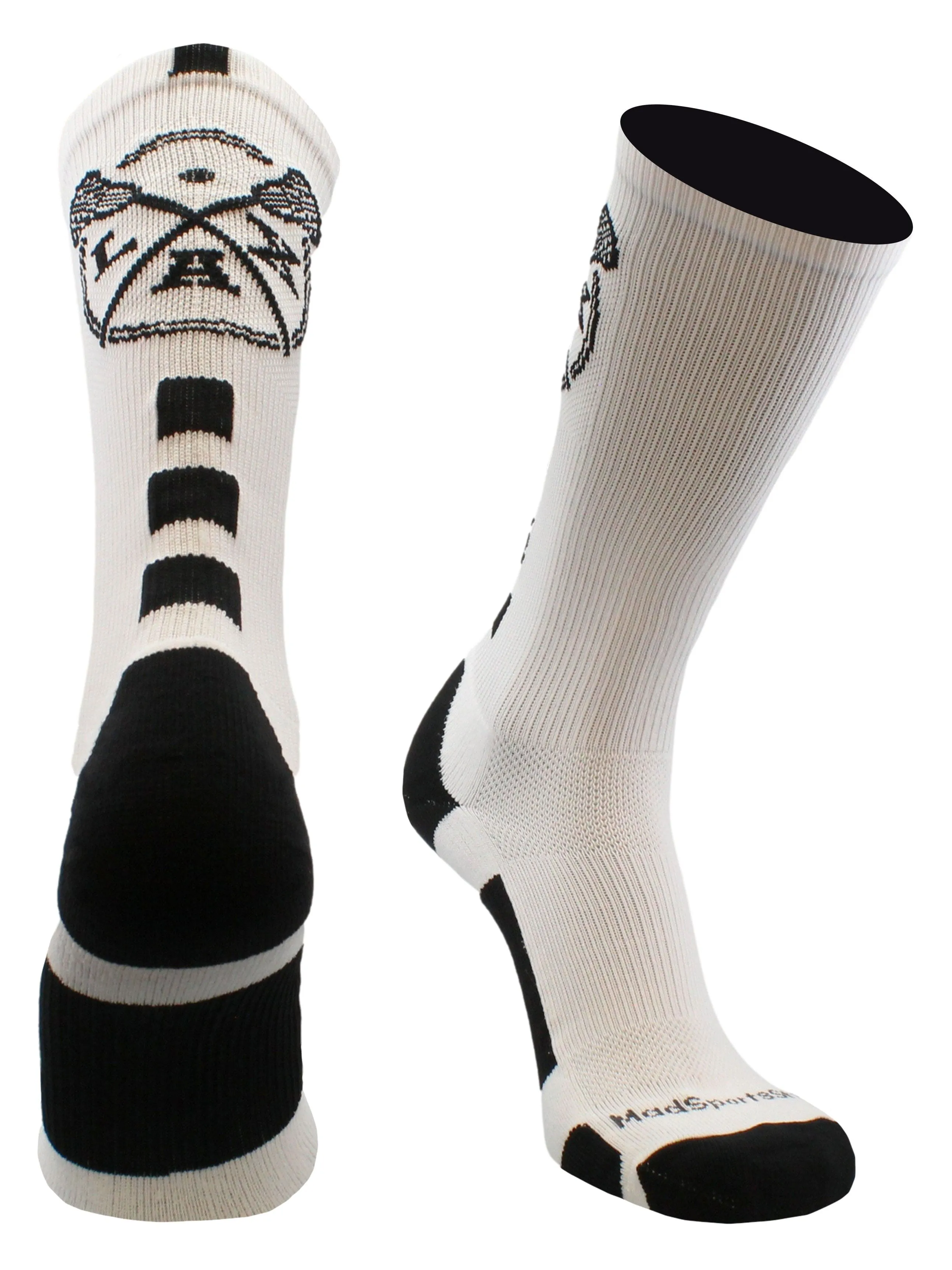LAX Lacrosse Socks with Lacrosse Sticks Athletic Crew Socks (multiple colors)