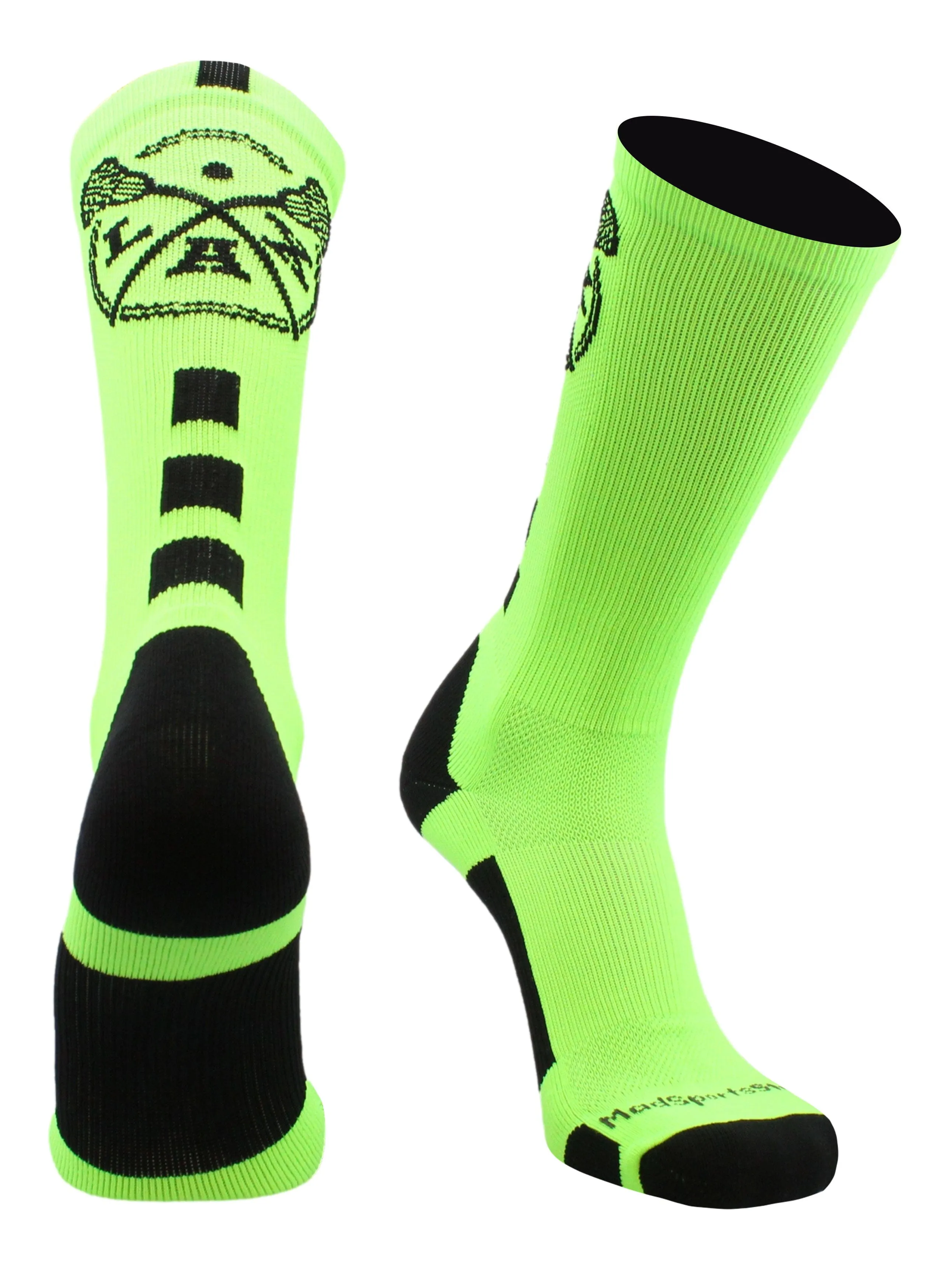 LAX Lacrosse Socks with Lacrosse Sticks Athletic Crew Socks (multiple colors)