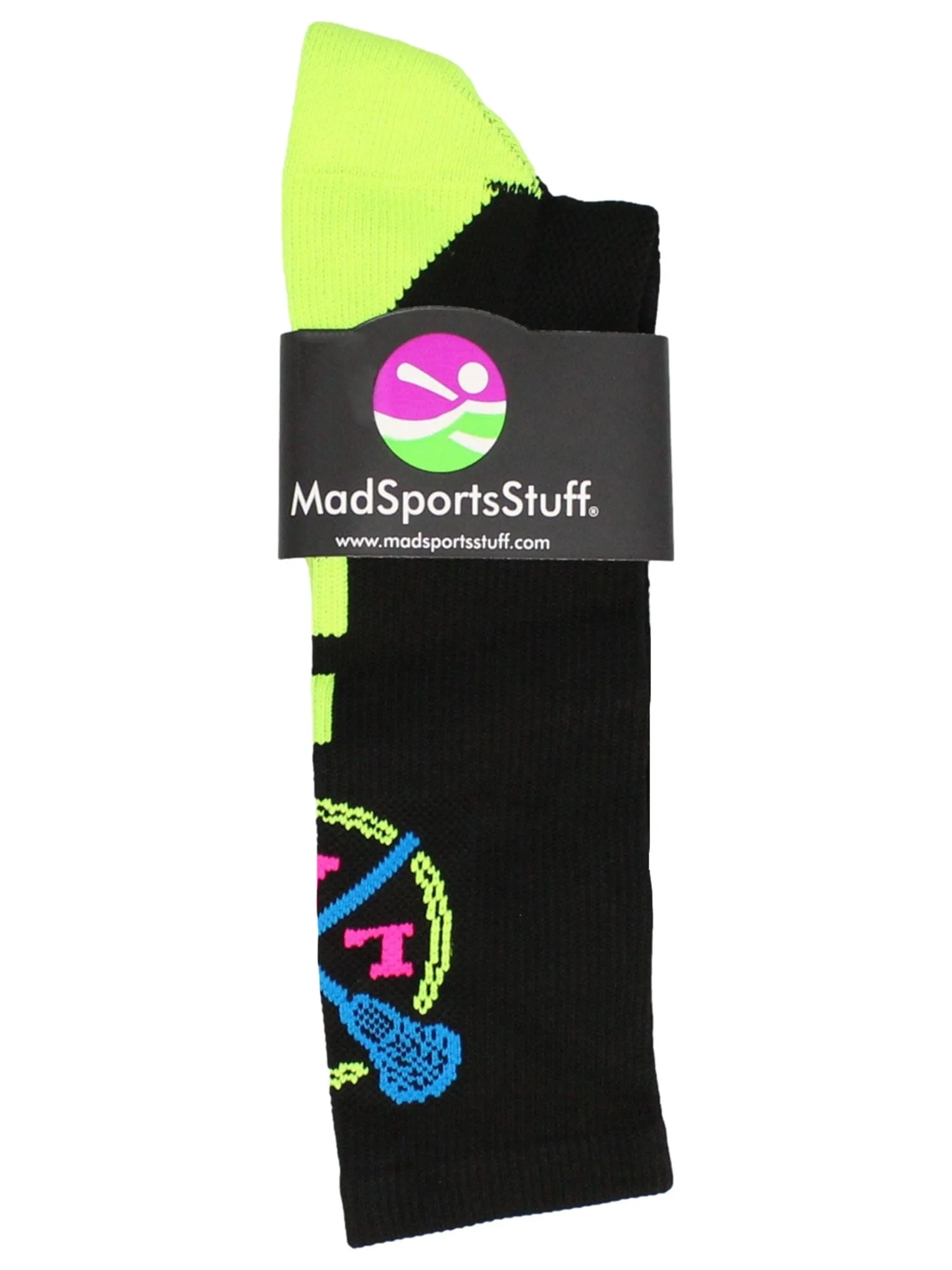 LAX Lacrosse Socks with Lacrosse Sticks Athletic Crew Socks (multiple colors)
