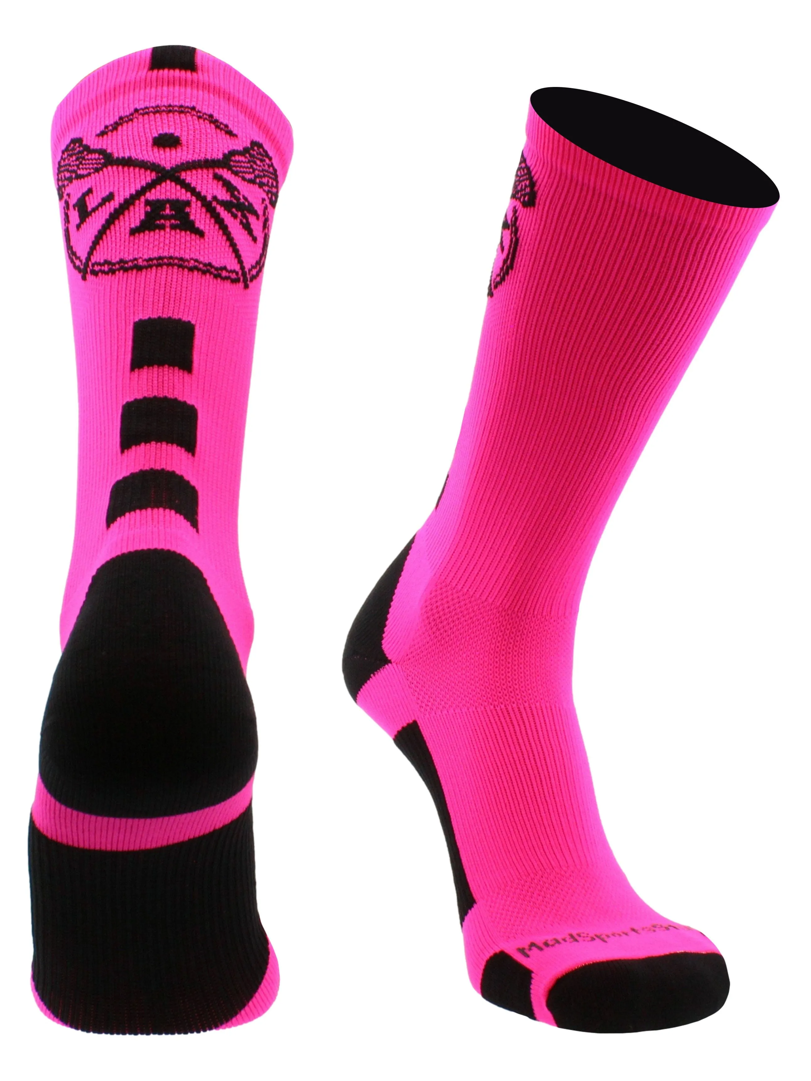 LAX Lacrosse Socks with Lacrosse Sticks Athletic Crew Socks (multiple colors)