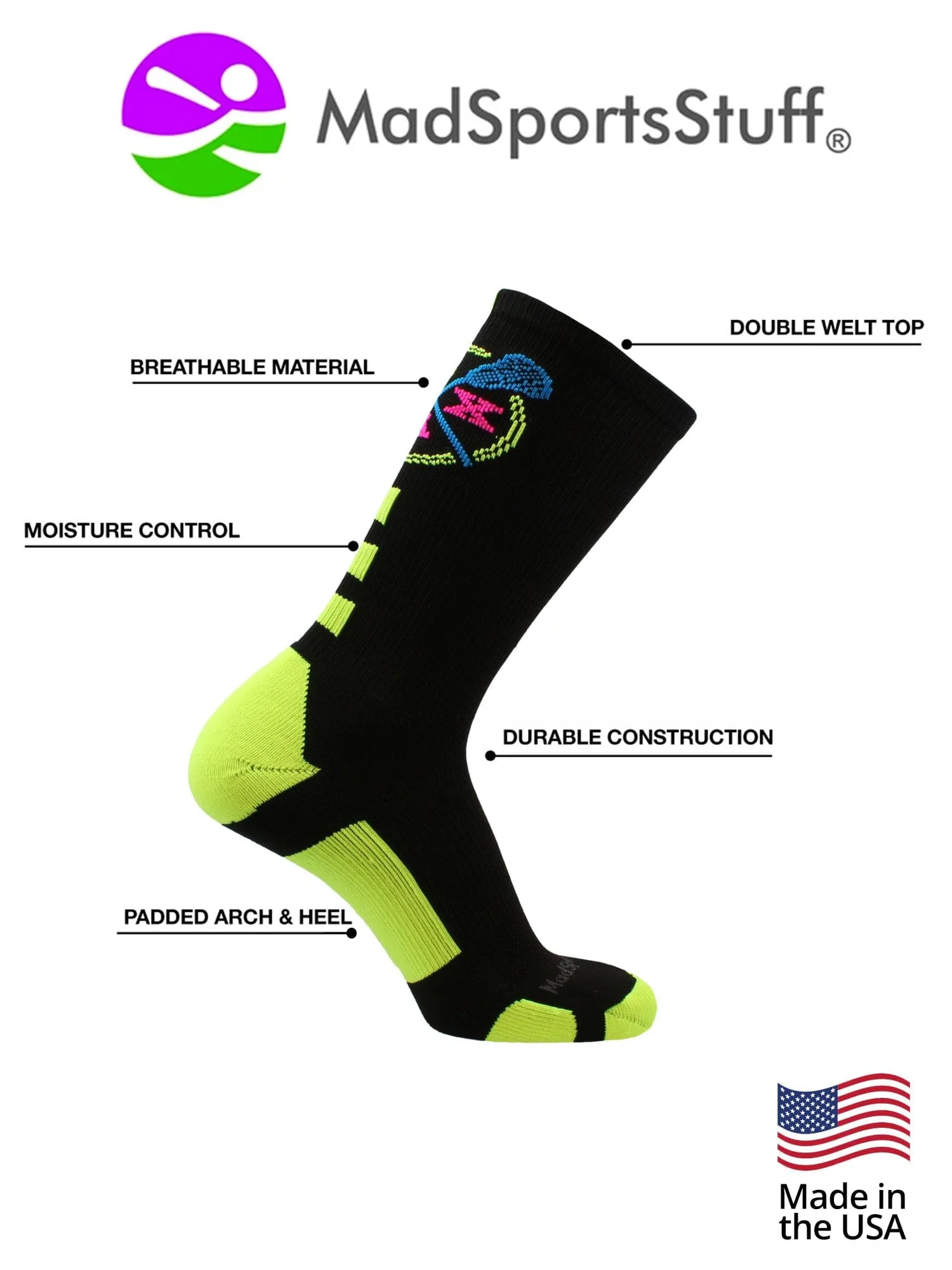 LAX Lacrosse Socks with Lacrosse Sticks Athletic Crew Socks (multiple colors)