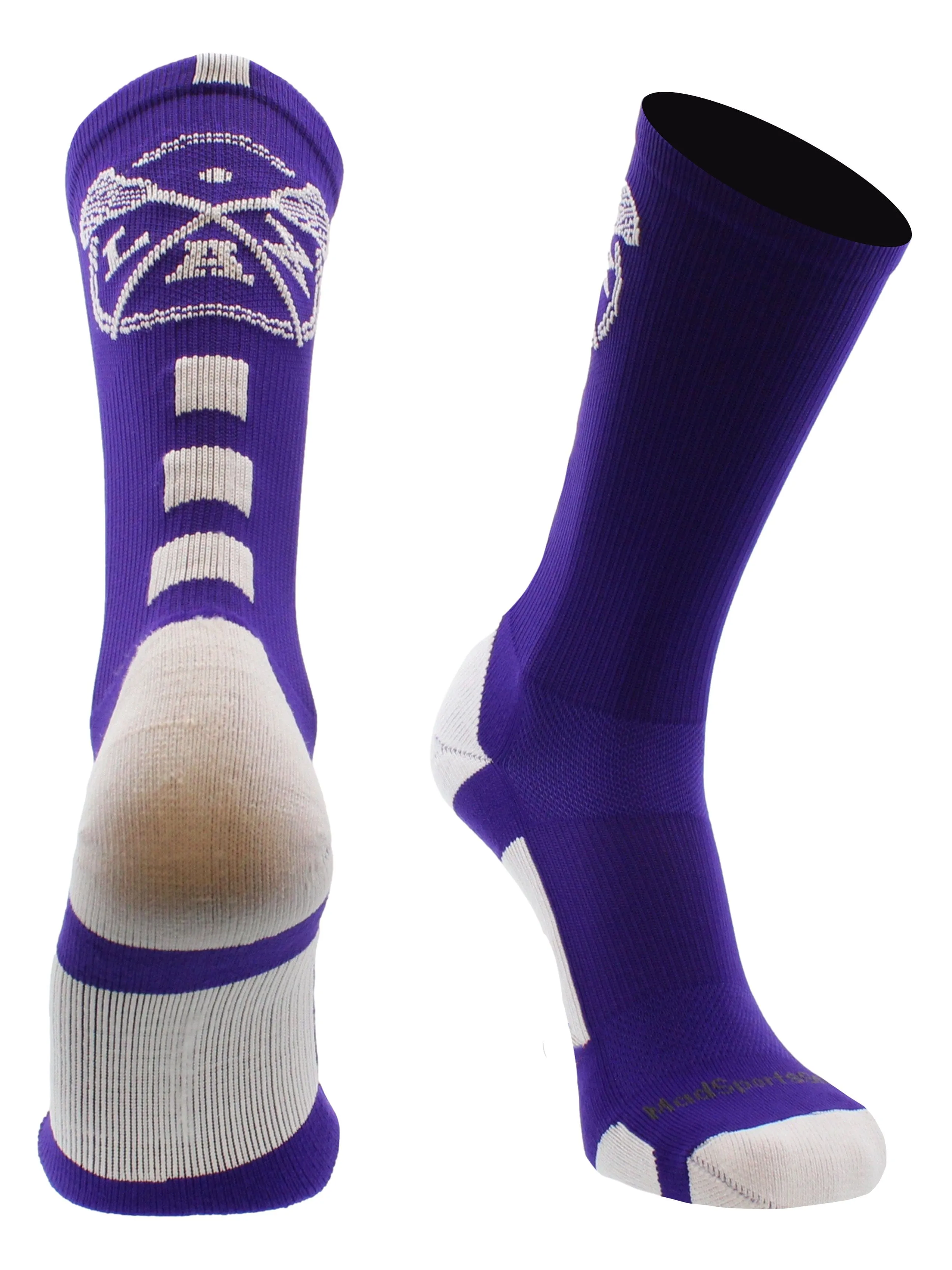 LAX Lacrosse Socks with Lacrosse Sticks Athletic Crew Socks (multiple colors)