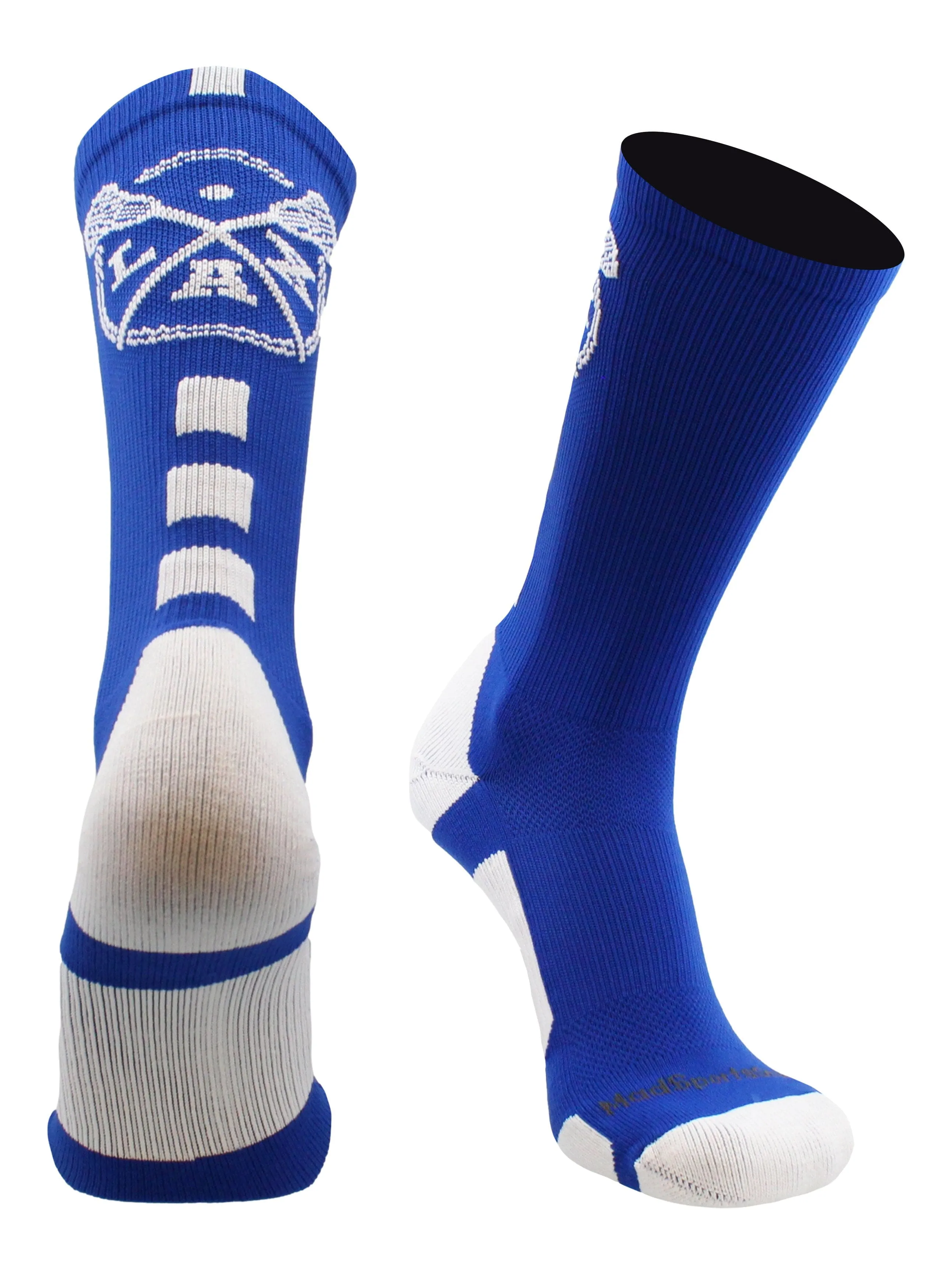 LAX Lacrosse Socks with Lacrosse Sticks Athletic Crew Socks (multiple colors)
